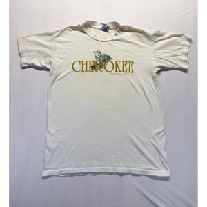 Vintage Apex One T Shirt Men Medium Cream Graphic Cherokee Great Smoky Mountains